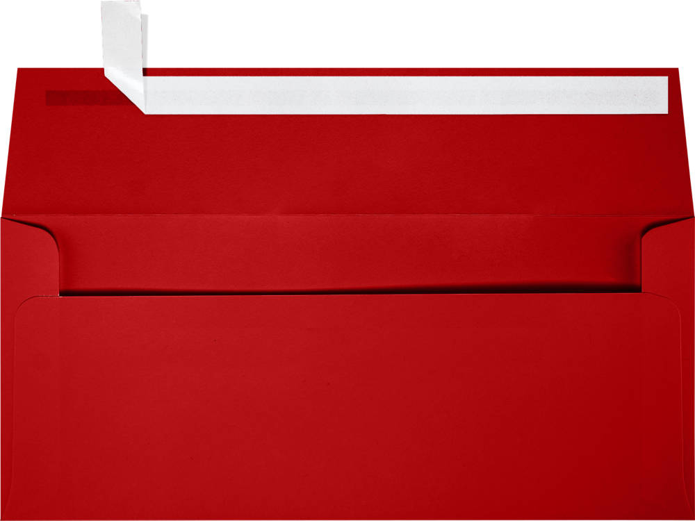 Red 32lb #9 Slimline Square Flap Envelopes (3 7/8 x 8 7/8) with Peel & Seal