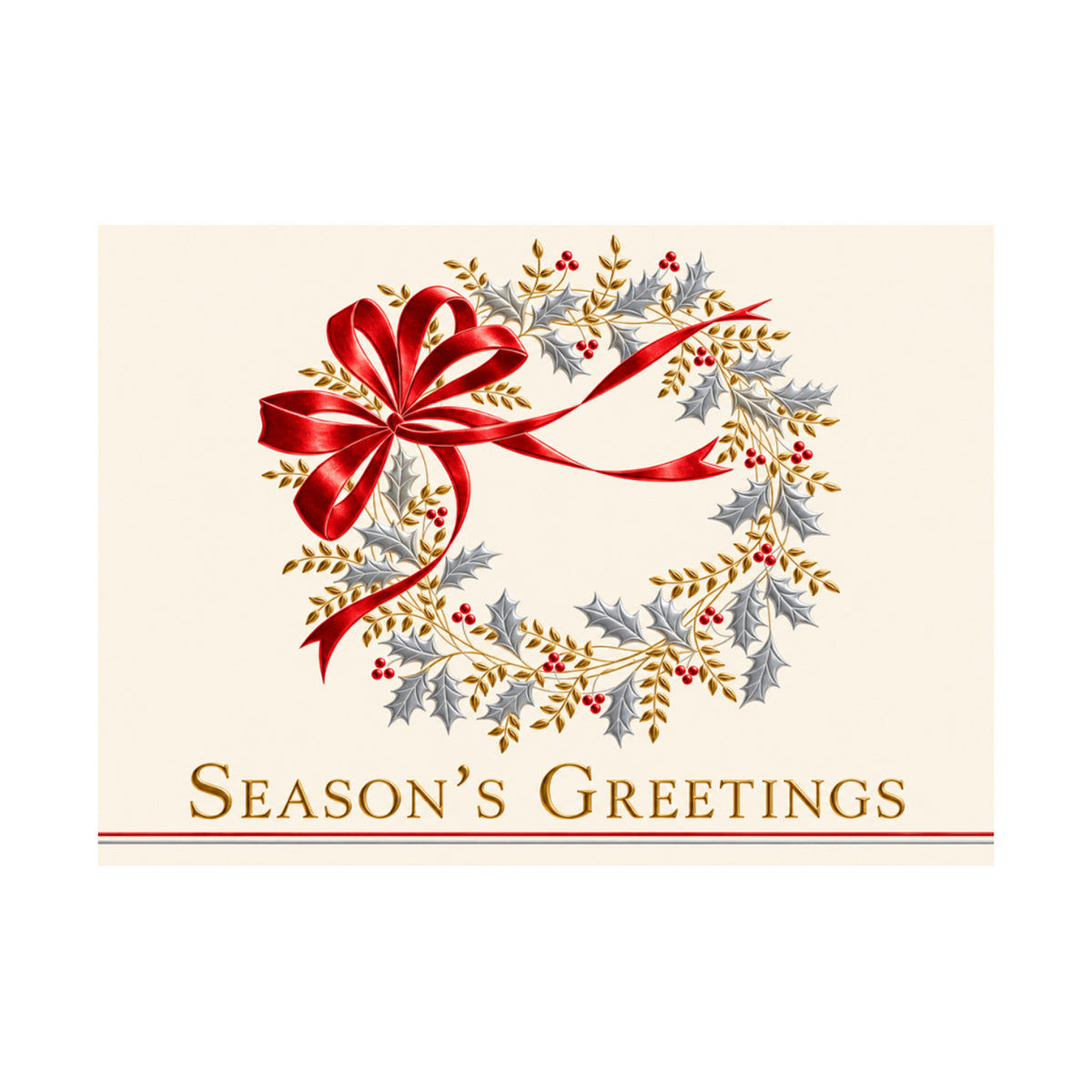 7 x 5 Foldover Card Set 80lb - Classic Season's Greetings Wreath