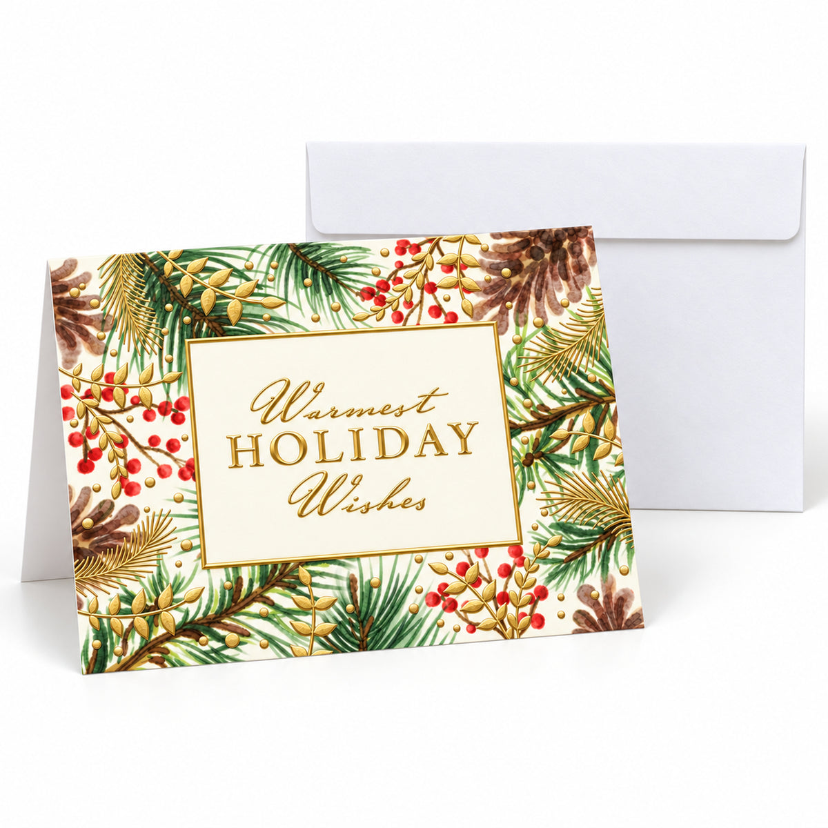 7 x 5 Foldover Card Set 80lb - Watercolor Pinecones