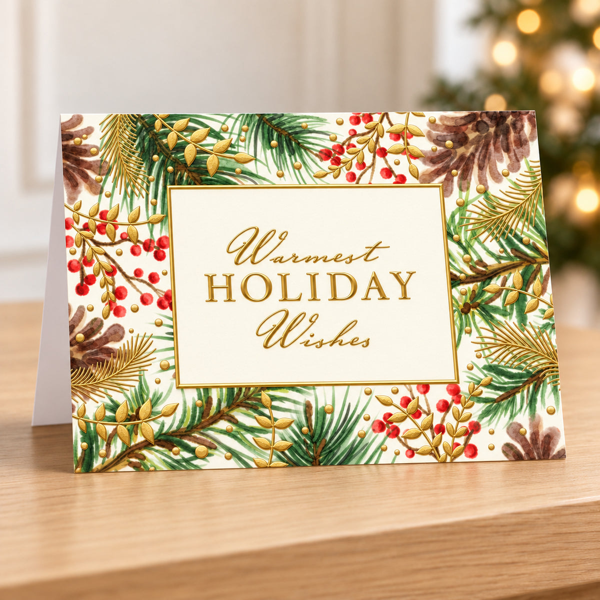 7 x 5 Foldover Card Set 80lb - Watercolor Pinecones