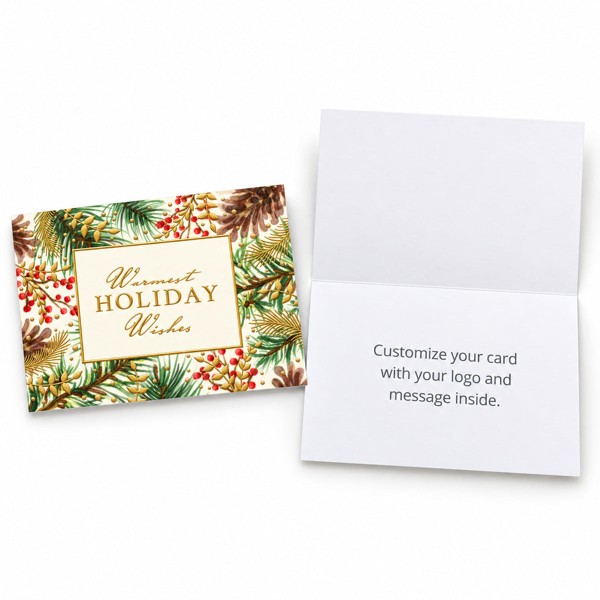 7 x 5 Foldover Card Set 80lb - Watercolor Pinecones