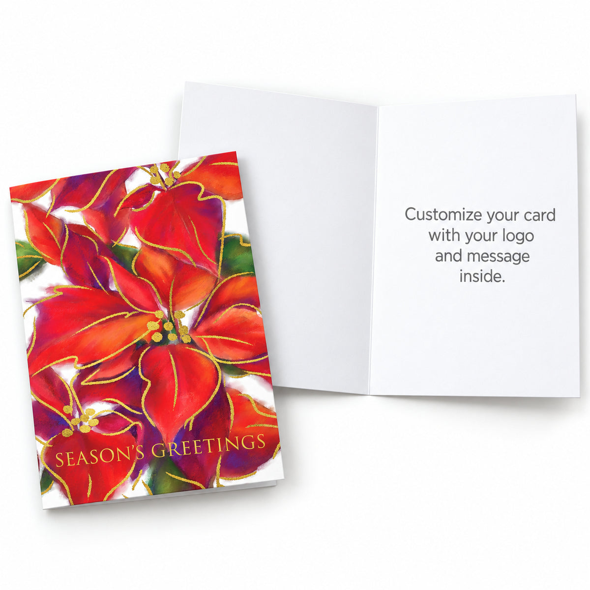 5 x 7 Foldover Card Set 80lb - Vibrant Poinsettia