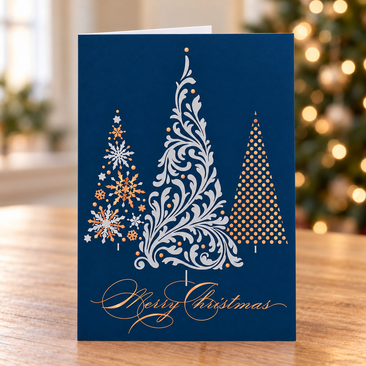 5 x 7 Foldover Card Set 80lb - Metallic Treeline