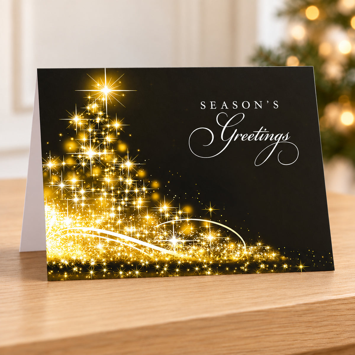 7 x 5 Foldover Card Set 80lb - Starry Tree of Gold