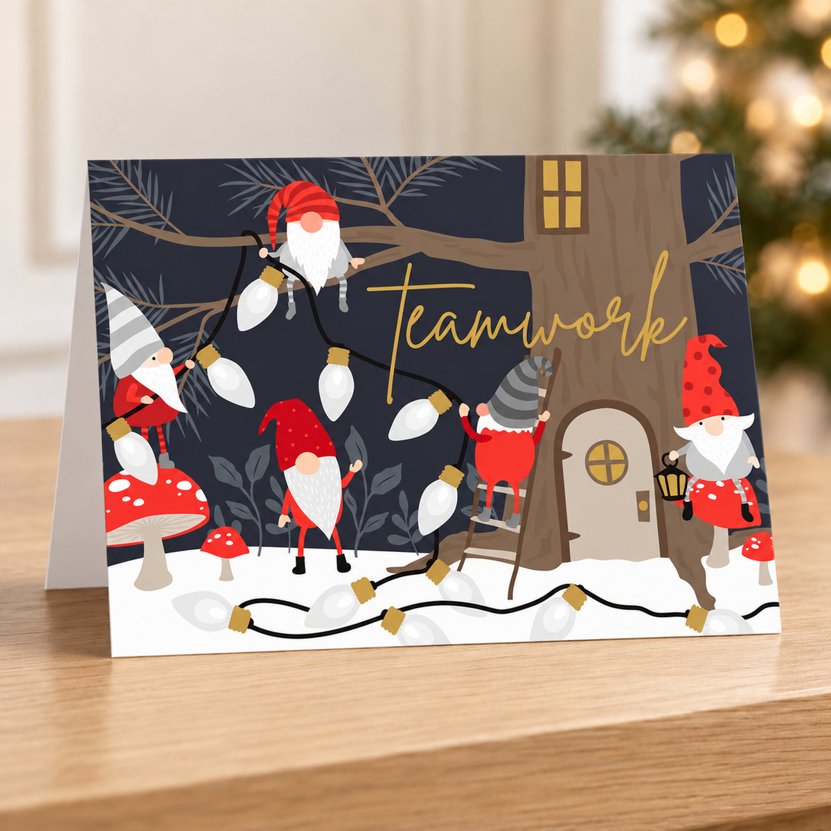 7 x 5 Foldover Card Set 80lb - Christmas Gnomes