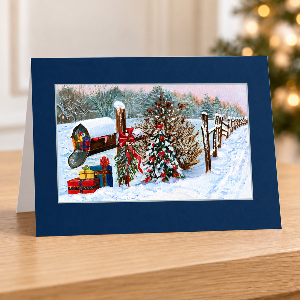 7 x 5 Foldover Card Set 80lb - Winter Mailbox