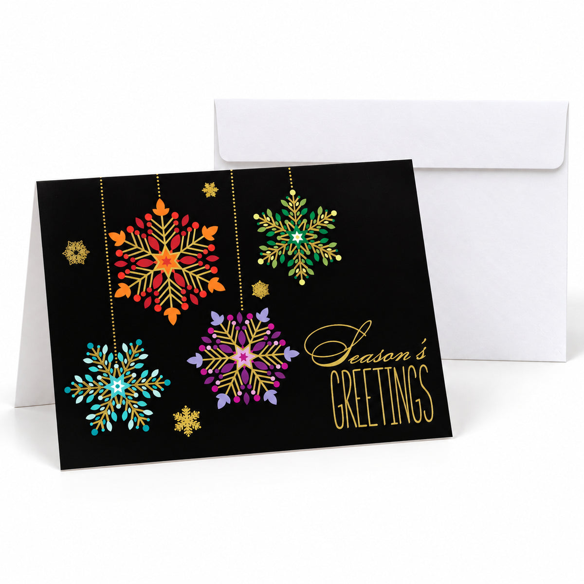 7 x 5 Foldover Card Set 80lb - Uniquely Colorful Snowflakes