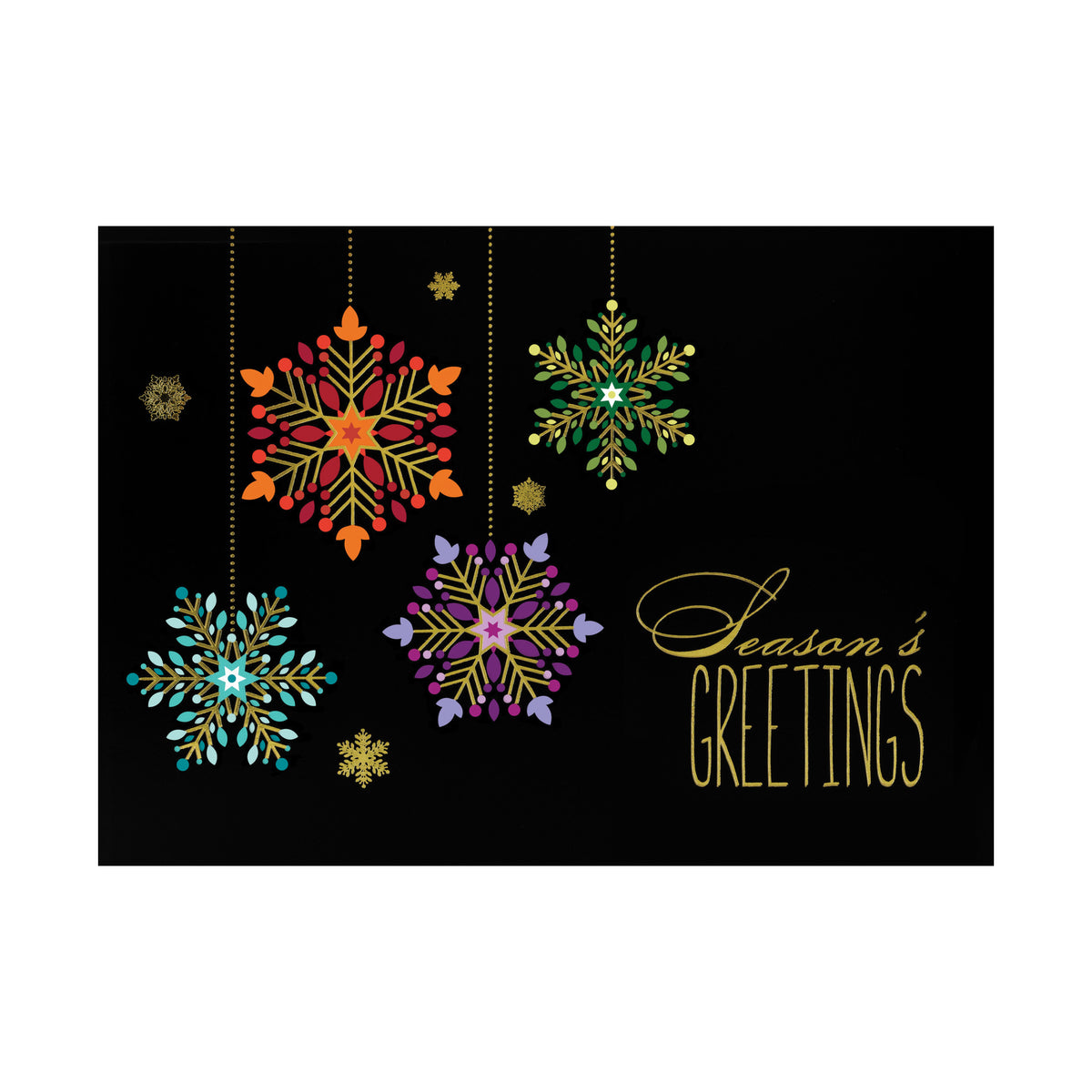 7 x 5 Foldover Card Set 80lb - Uniquely Colorful Snowflakes