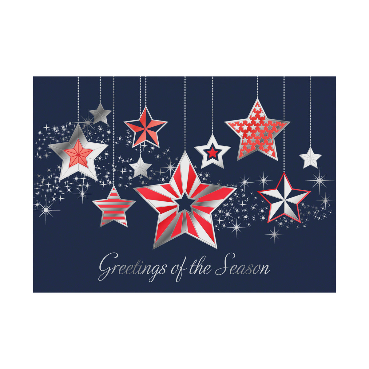 7 x 5 Foldover Card Set 80lb - Patriotic Star Ornaments