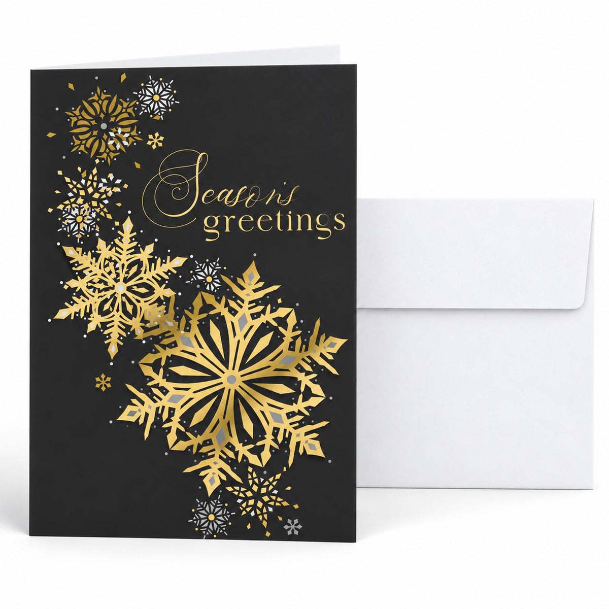 5 x 7 Foldover Card Set 80lb - Metallic Snowflakes