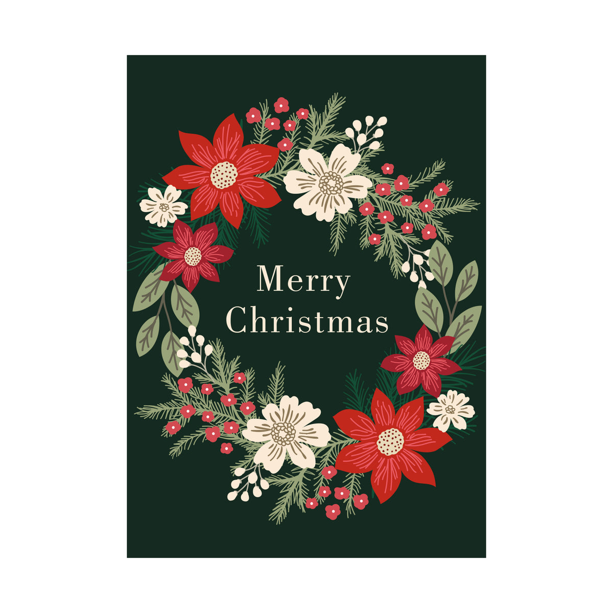 5 x 7 Foldover Card Set 80lb - Yuletide Wreath