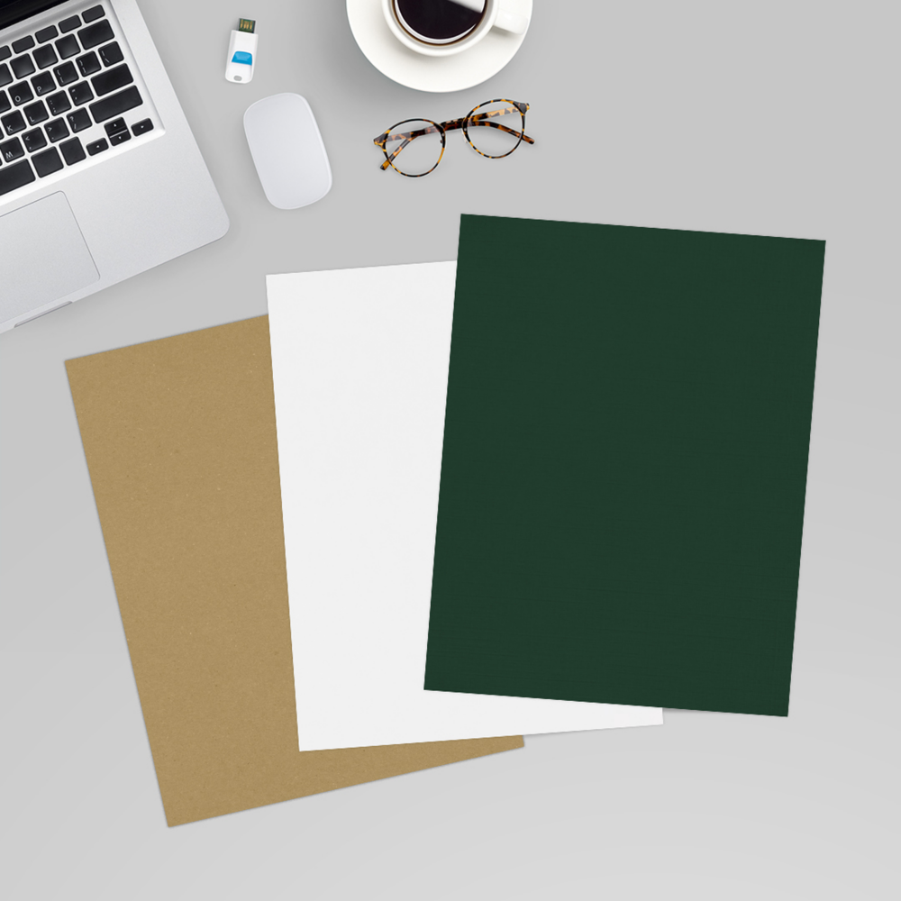 Dark Green Linen 100lb 8 1/2 x 11 Cardstock