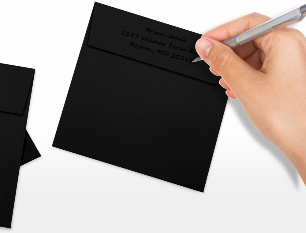 Black Linen 32lb 5 x 5 Square Envelopes with Peel & Seal