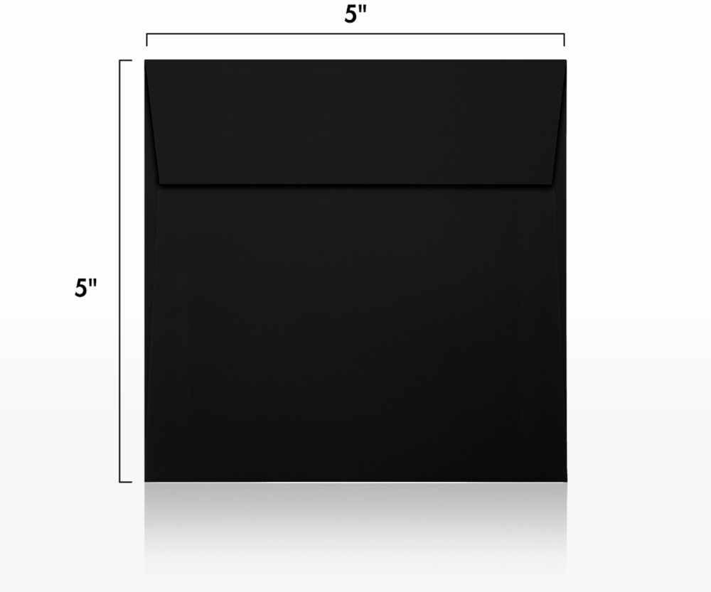 Black Linen 32lb 5 x 5 Square Envelopes with Peel & Seal
