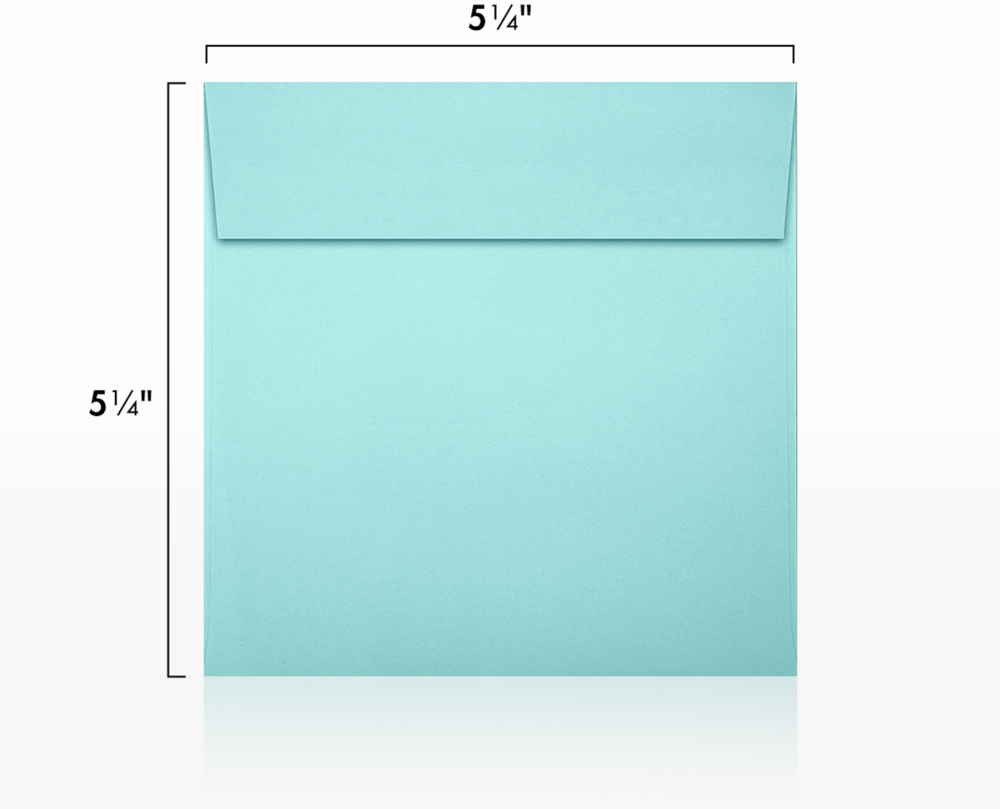Seafoam Aqua Blue 32lb 5 1/4 x 5 1/4 Square Envelopes with Peel & Seal