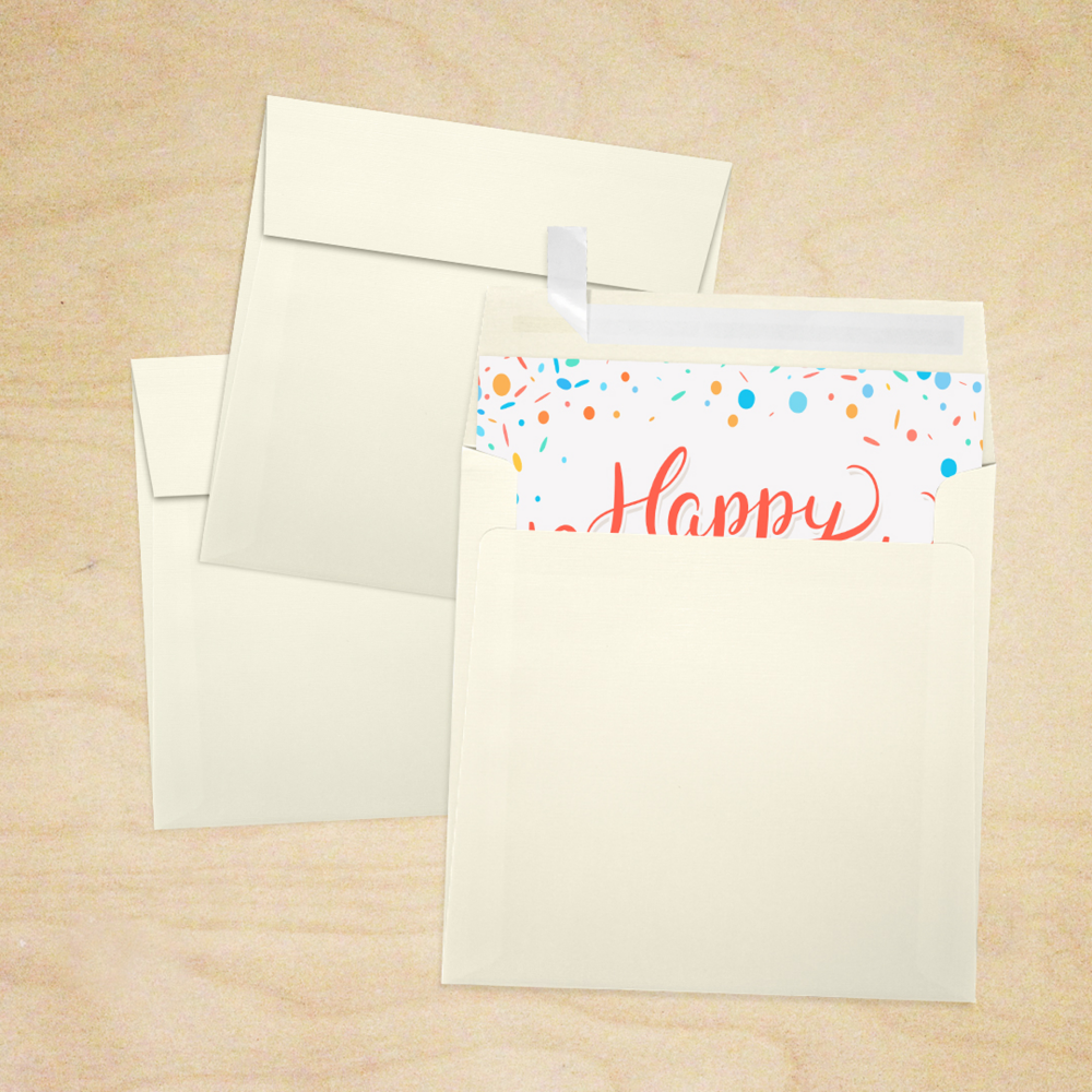 Natural Linen 32lb 5 1/4 x 5 1/4 Square Envelopes with Peel & Seal