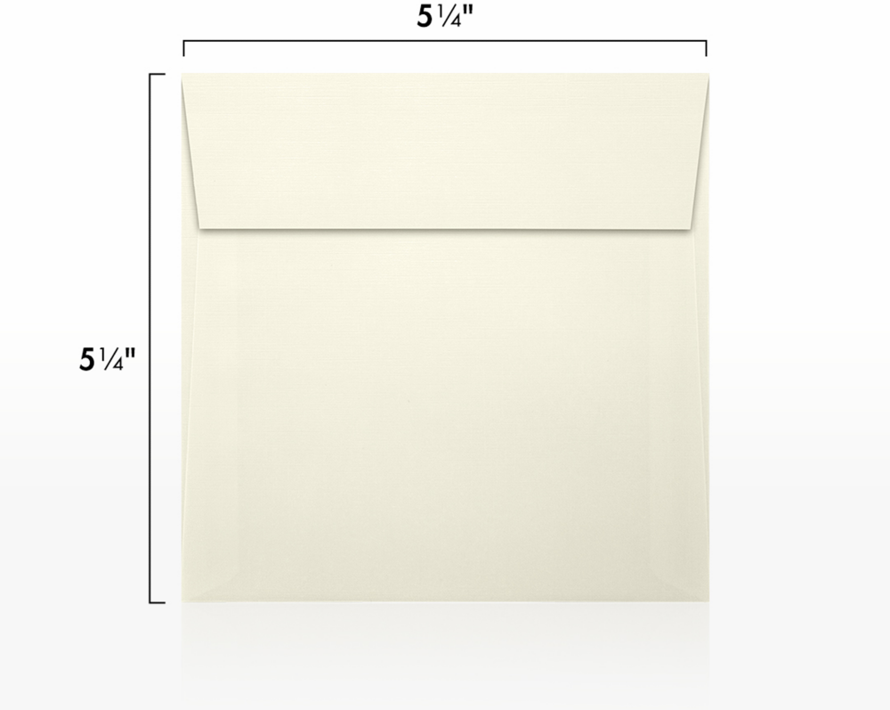 Natural Linen 32lb 5 1/4 x 5 1/4 Square Envelopes with Peel & Seal