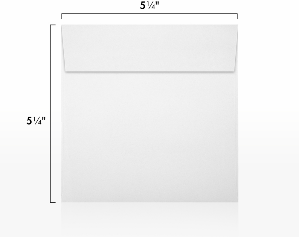White Recycled 32lb 5 1/4 x 5 1/4 Square Envelopes with Peel & Seal