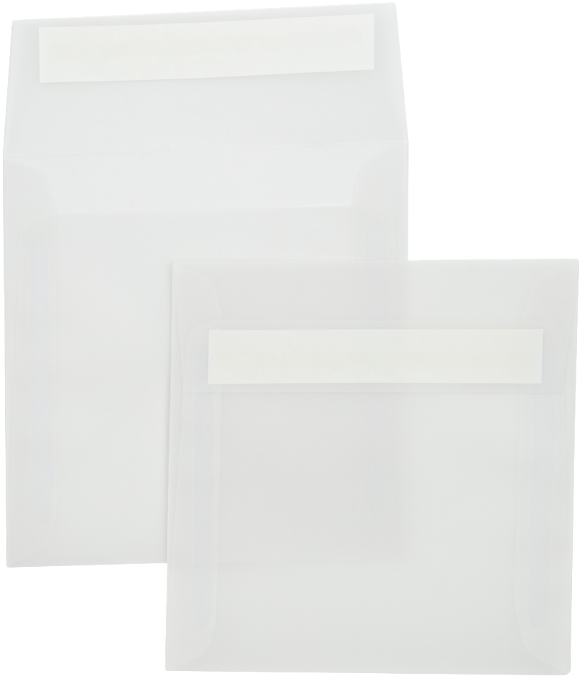 Clear Translucent 30lb 5 1/2 x 5 1/2 Square Envelopes with Peel & Seal