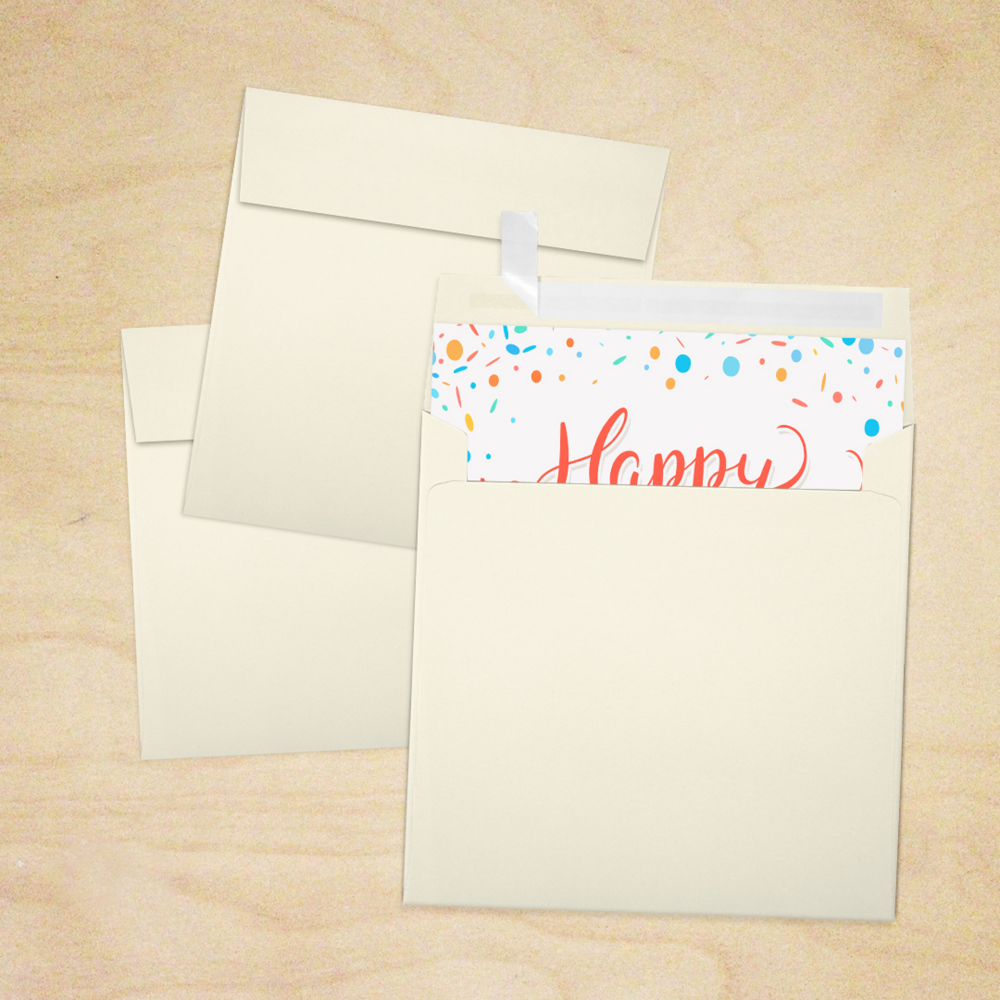 Natural 28lb Cougar 5 3/4 x 5 3/4 Square Premium Envelopes with Peel & Seal