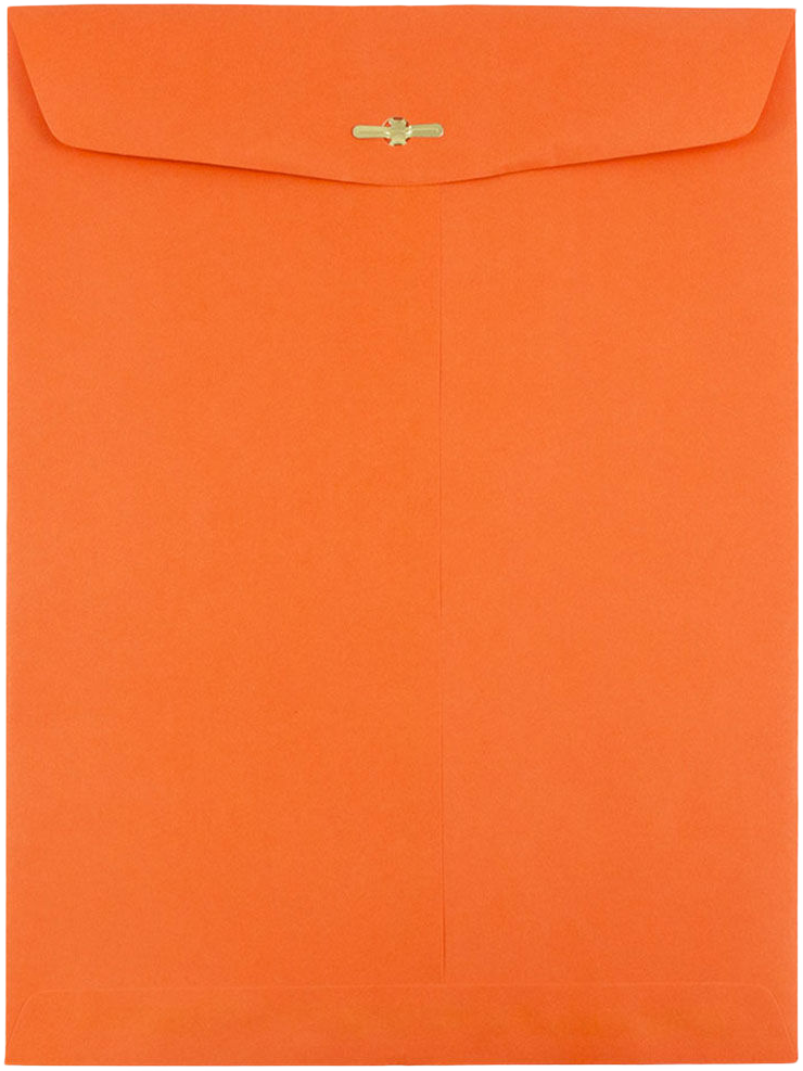 Mandarin Orange 24lb 10 x 13 Open End Envelopes with Clasp