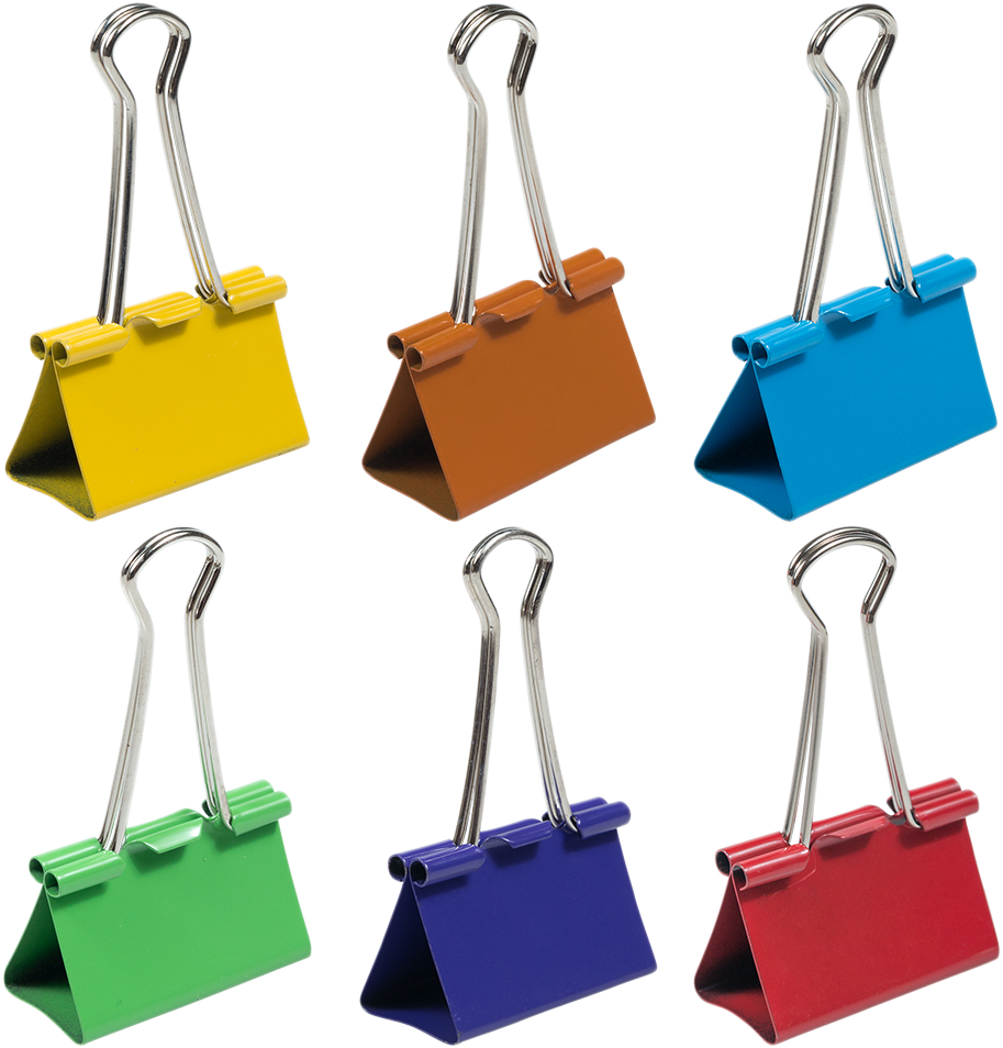 Rainbow Assorted Large 41mm Binder Clips - 6 Packs of 12