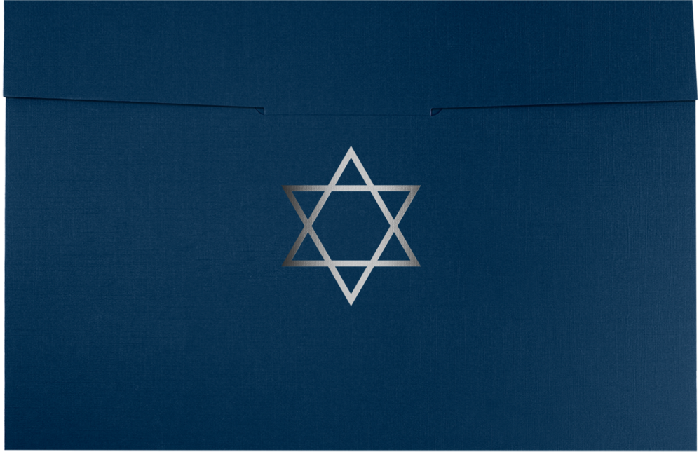 Nautical Navy Blue Linen with Silver Foil Star of David 6 1/2 x 9 1/2 Certificate Holders