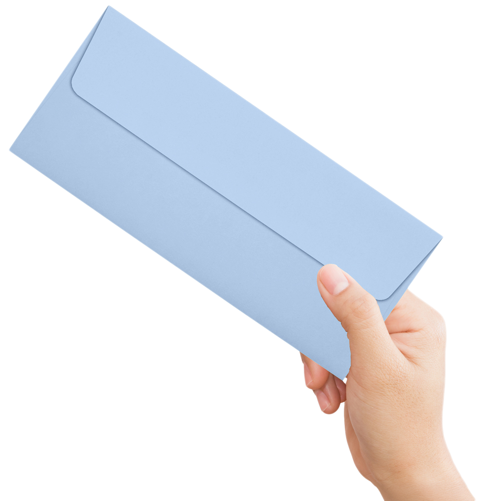 Baby Blue 32lb #10 Square Flap Envelopes (4 1/8 x 9 1/2) with Peel & Seal