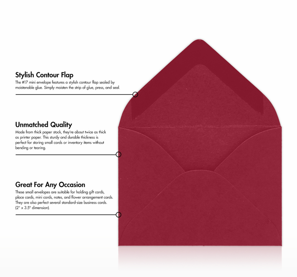 Garnet Dark Red 32lb #17 Mini Envelopes (2 11/16 x 3 11/16)