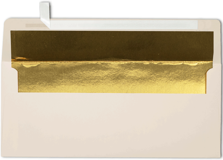Natural with Gold Foil Lining 28lb #10 Square Flap Envelopes (4 1/8 x 9 1/2) with Peel & Seal