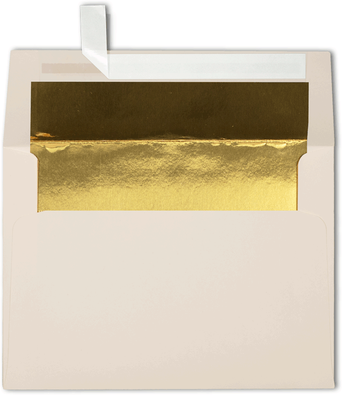 Natural with Gold Foil Lining 28lb A6 Invitation Envelopes (4 3/4 x 6 1/2) with Peel & Seal