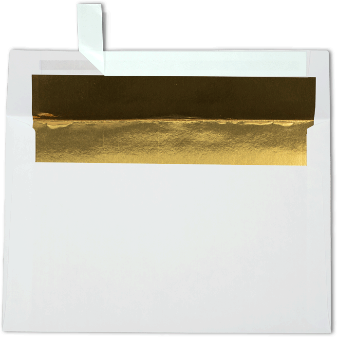 White with Gold Foil Lining 24lb A9 Invitation Envelopes (5 3/4 x 8 3/4) with Peel & Seal
