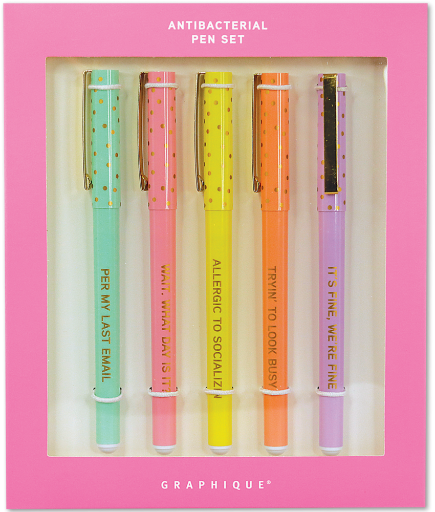 Assorted Sassy Work Pants Antibacterial Pens - 5 Pack