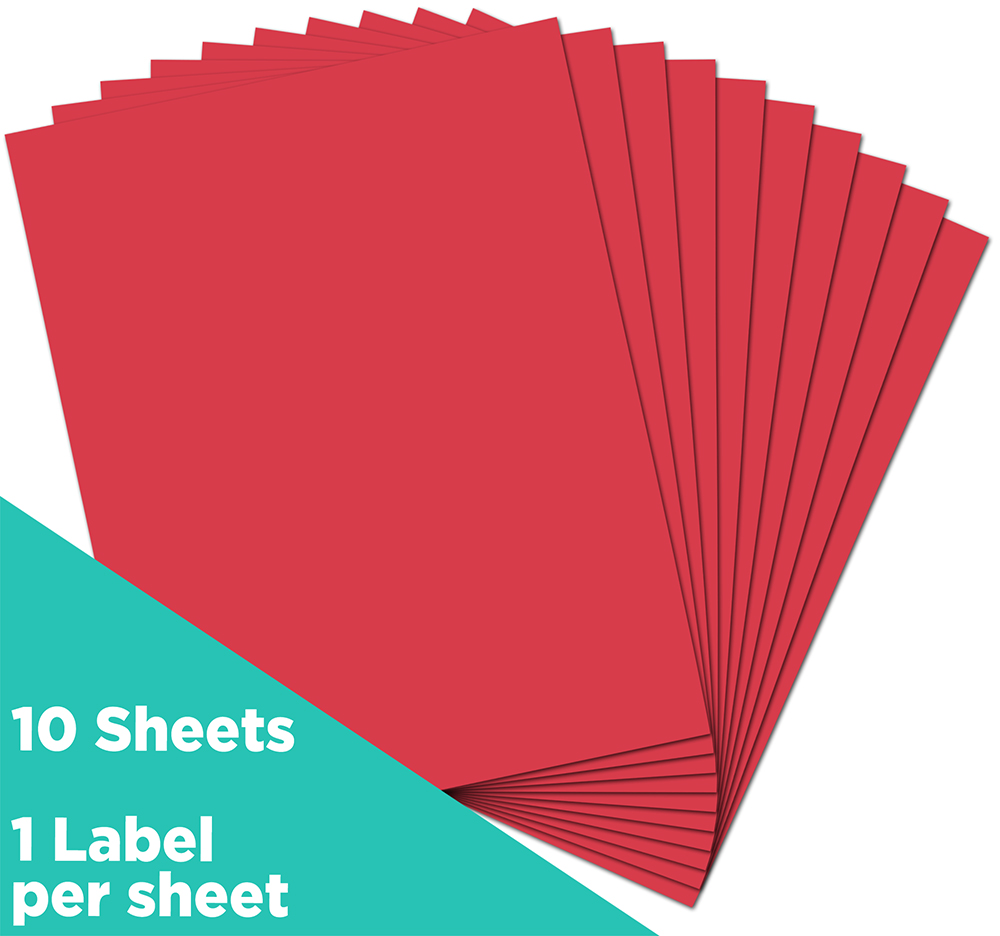 Red 8 1/2 x 11 Full Sheet Shipping Labels