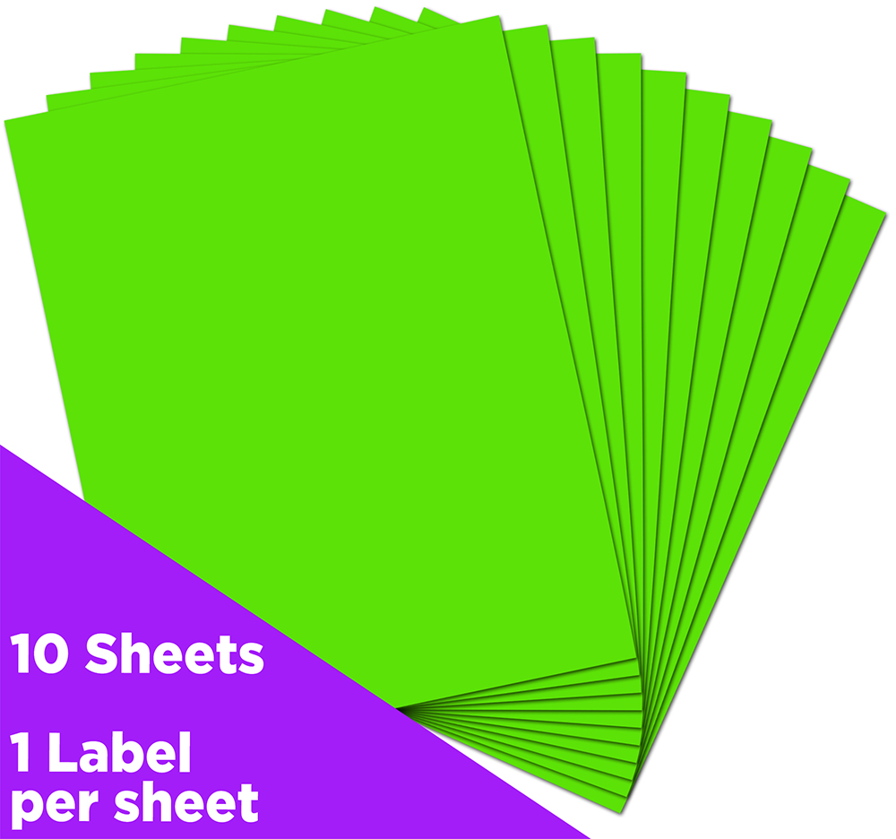 Neon Green 8 1/2 x 11 Full Sheet Shipping Labels