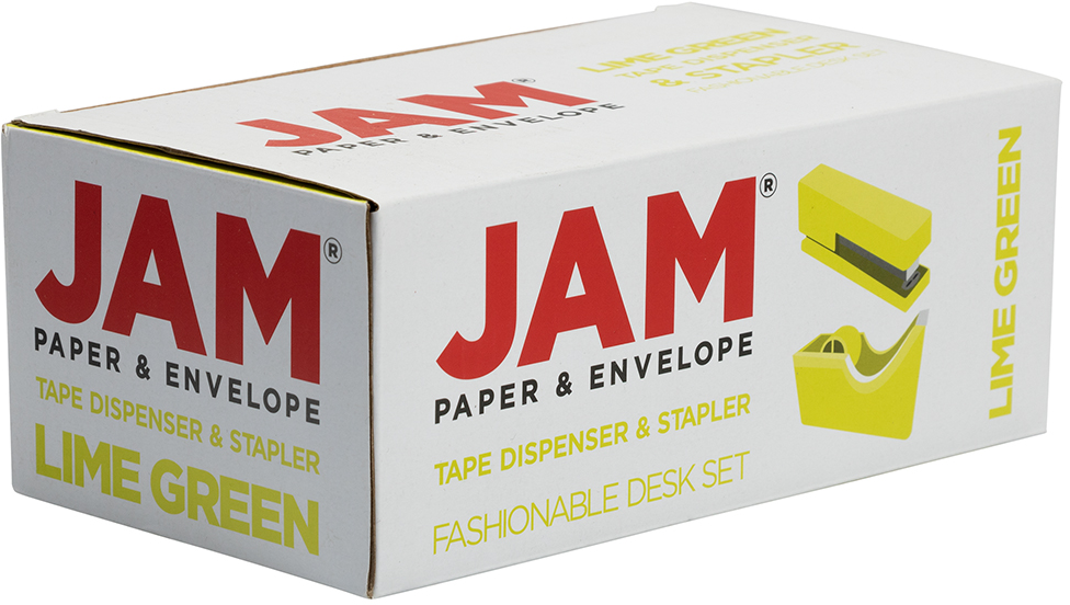 Stapler and Tape Dispenser Desk Set - Lime Green