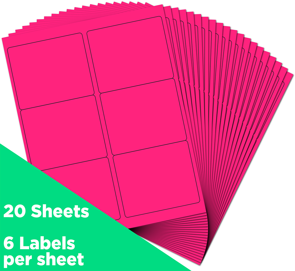Neon Pink 3 1/3 x 4 Shipping Labels