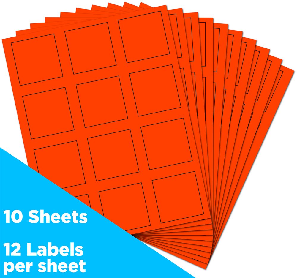 Neon Red 2 x 2 Square Labels