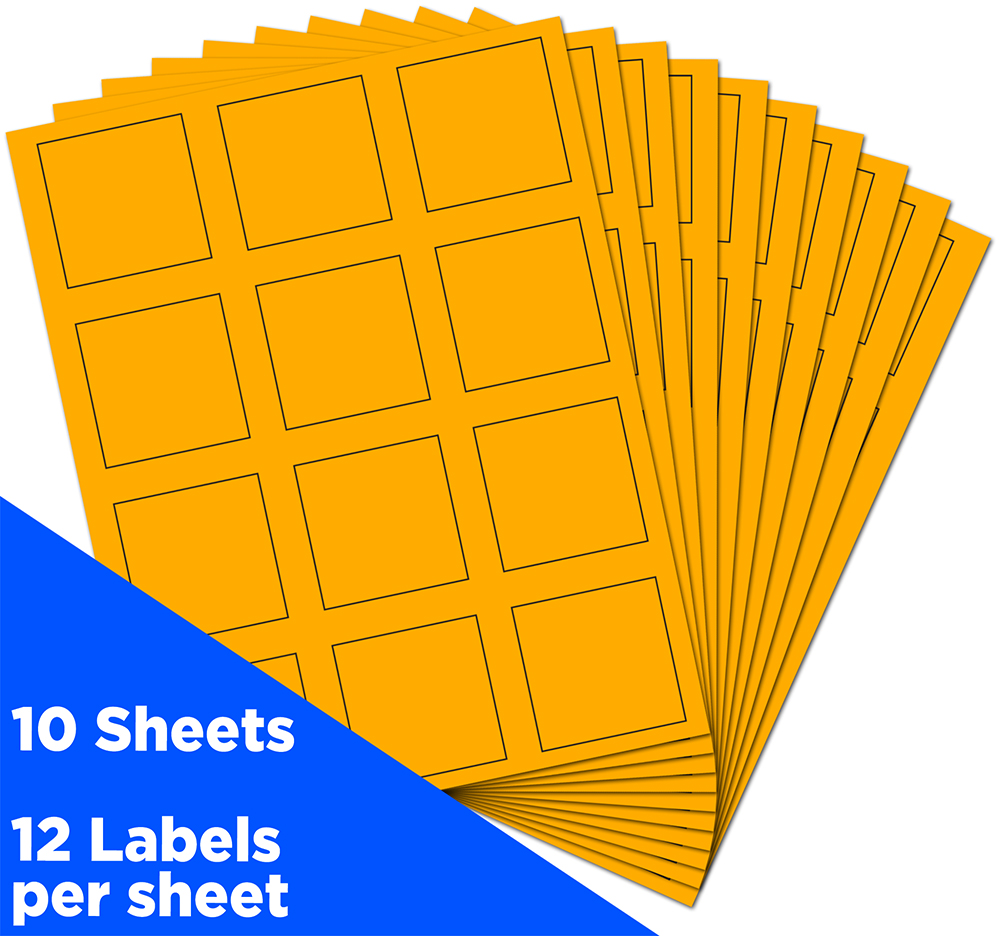 Neon Orange 2 x 2 Square Labels