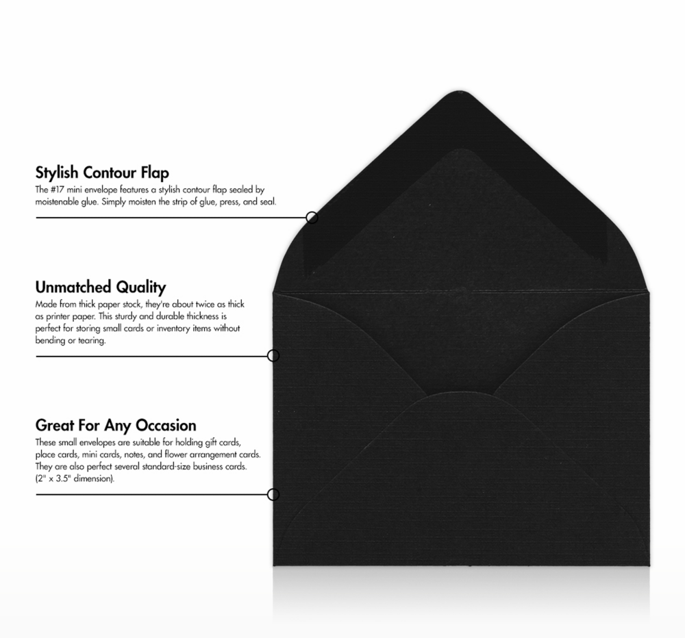 Black Linen 32lb #17 Mini Envelopes (2 11/16 x 3 11/16)