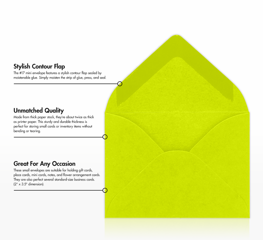 Wasabi Lime Green 32lb #17 Mini Envelopes (2 11/16 x 3 11/16)