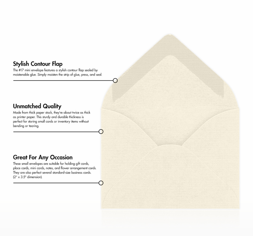 Natural Linen 32lb #17 Mini Envelopes (2 11/16 x 3 11/16)