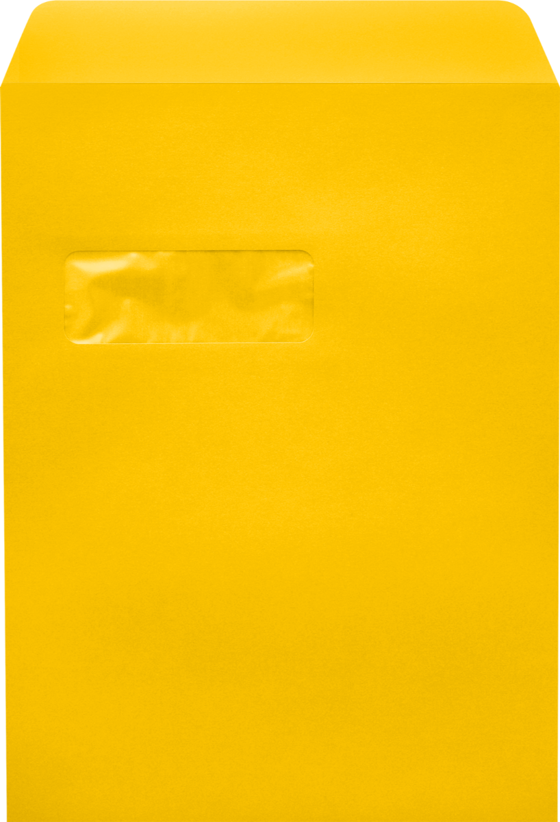Sunflower Yellow 32lb 9 x 12 Open End Window Envelopes with Peel & Seal