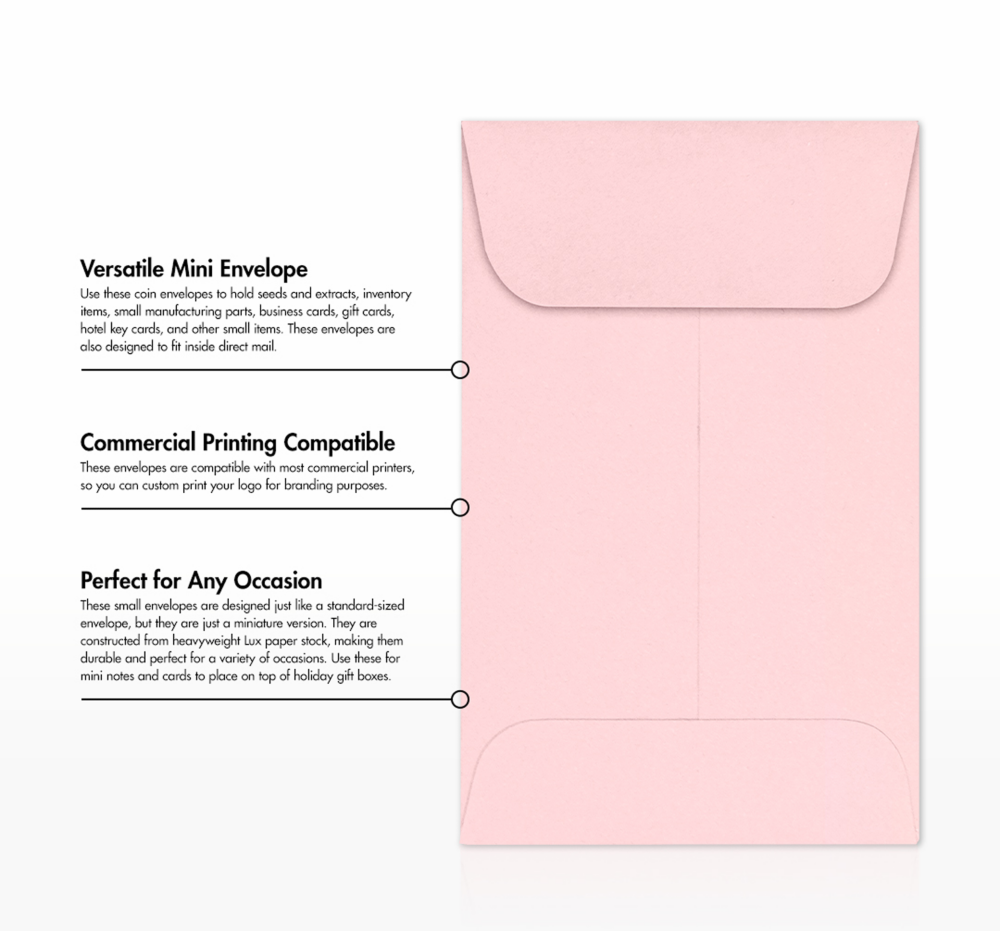 Baby Candy Pink 32lb #1 Coin Envelopes (2 1/4 x 3 1/2)