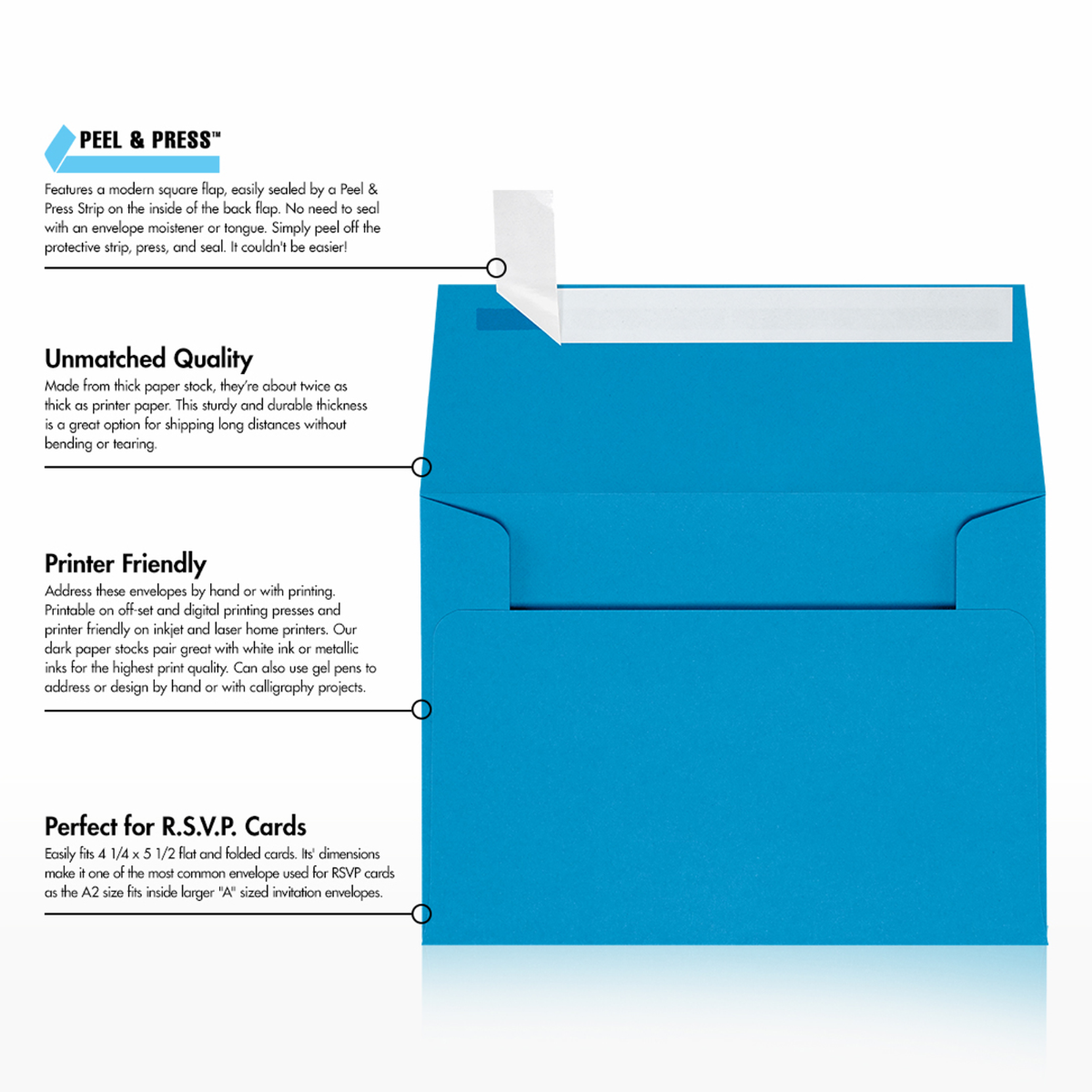 Pool Blue 32lb A2 Invitation Envelopes (4 3/8 x 5 3/4) with Peel & Seal