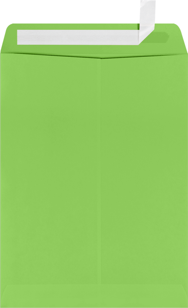 Lime Green 32lb 9 x 12 Open End Envelopes with Peel & Seal