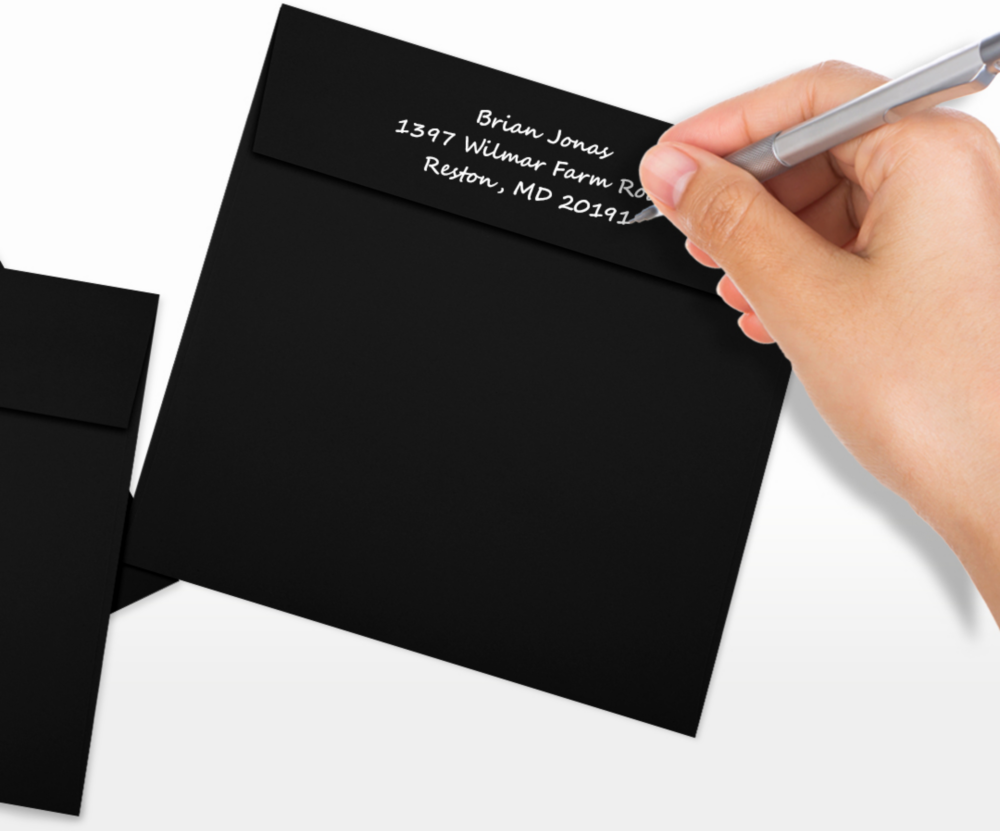 Smooth Midnight Black 32lb 6 1/4 x 6 1/4 Square Envelopes with Peel & Seal