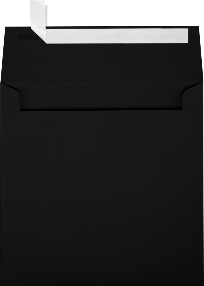 Smooth Midnight Black 32lb 6 1/4 x 6 1/4 Square Envelopes with Peel & Seal
