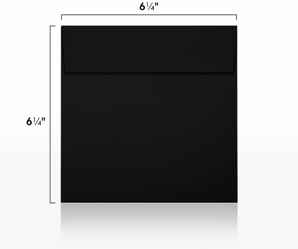 Smooth Midnight Black 32lb 6 1/4 x 6 1/4 Square Envelopes with Peel & Seal