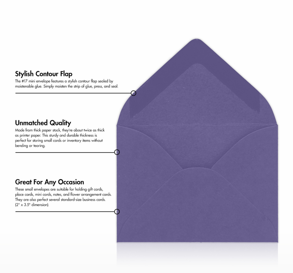 Wisteria Purple 32lb #17 Mini Envelopes (2 11/16 x 3 11/16)